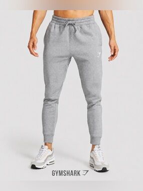GYMSHARK CREST gray JOGGERS Slim Fit size small